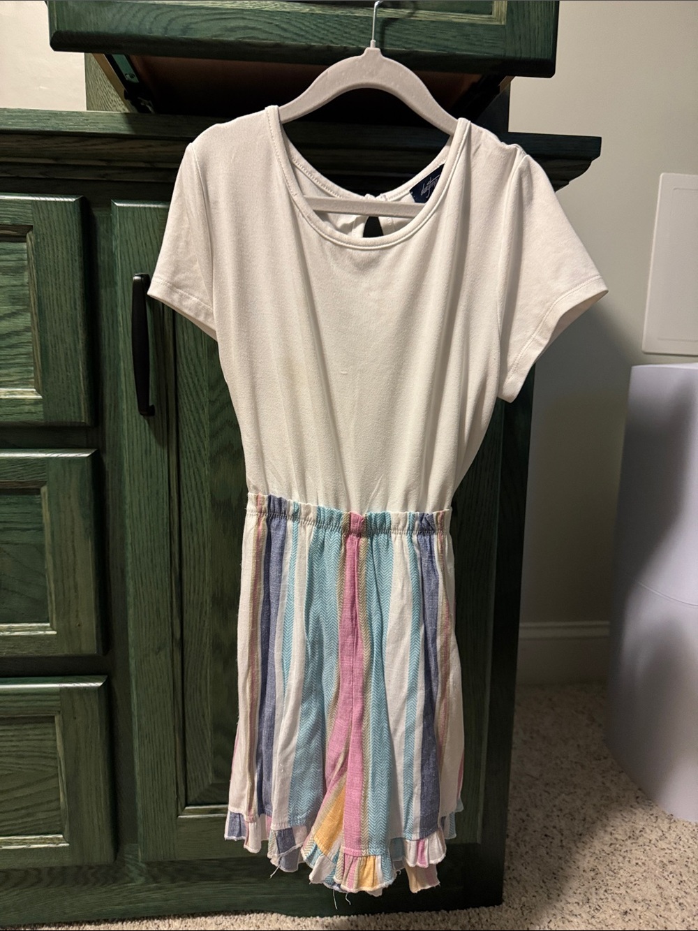 Daytrip Cream Top with Pastel Striped Skirt